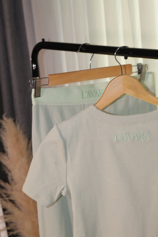 Soft Sage Lounge Set- Two Piece Ribbed Loungewear for Women | L'Avara & Co